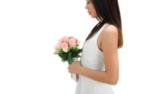 Asian bride with copyspace for text purpose Stock Photos