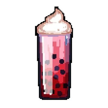 Asian bubble tea pixel art vector illustration Stock Illustration