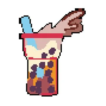 Asian bubble tea pixel art vector illustration Stock Illustration