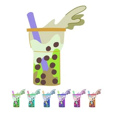 Asian bubble tea vector cartoon graphic Stock Illustration
