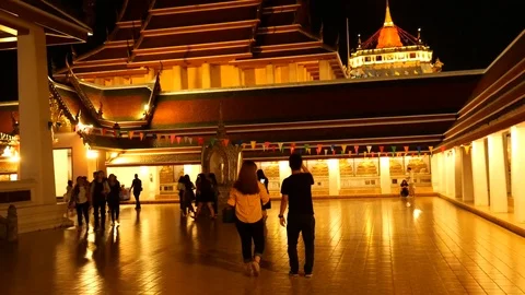 Asian Buddhists in Temple Stock-Footage 120432119