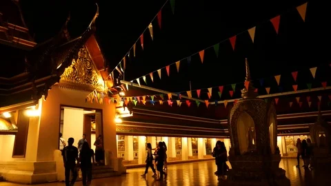 Asian Buddhists in Temple Stock-Footage 120432562