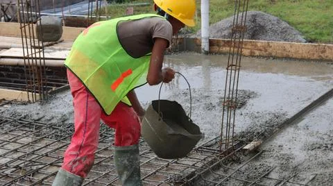 Asian Builders Are Using Cement to Create Walls Stock Photos