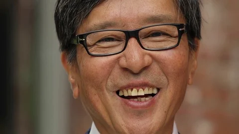 Asian businessman smile happy face portrait Stock Footage