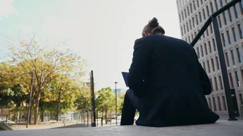 Asian businessman using laptop computer in the park, man working outdoor near Stock-Footage 296015105