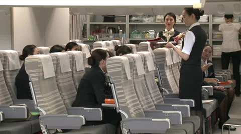 Asian cabin crew in training Stock Footage 31258577