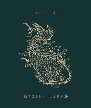 Asian Carp Art Pattern Chinese Carp Illustrazione stock