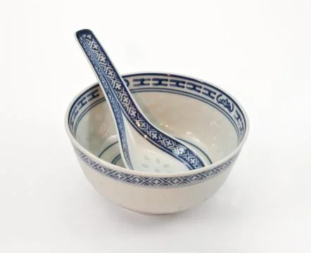 Asian ceramic small dish with a spoon Stock Photos