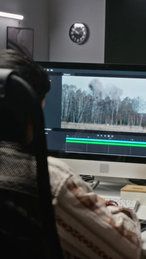 Asian Cgi Specialist Editing Visual Effects on Computer Stock Footage 348347124