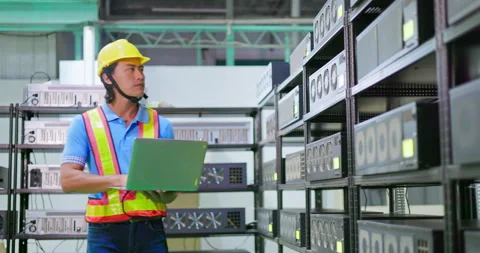 Asian check crypto mining machine Stock Footage 197101293