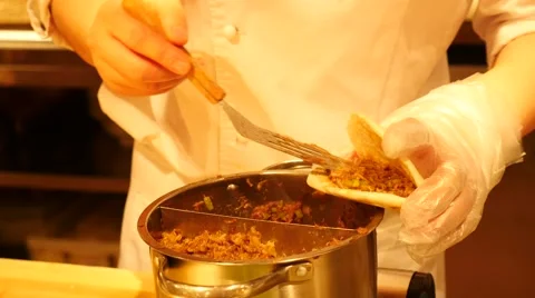 Asian Chef working in the  restaurant kitchen,preparing the snack Stock Footage 51712014