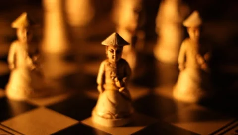 Asian Chess Dramatic Push Stock Footage 7906634