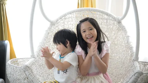 Asian children claping Stock Footage 49051895