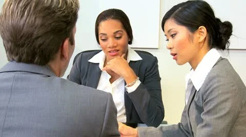 Asian Chinese Businesswoman Informal Team Meeting Stock Footage