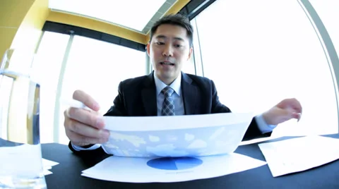 Asian Chinese Male Using Wireless Audio Visual Communication Stock Footage 33531254