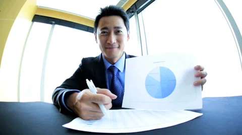 Asian Chinese Male Using Wireless Audio Visual Communication Stock Footage 33531750