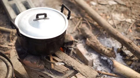 Asian clay stove Video stock 68341688