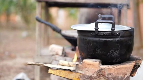 Asian clay stove Video stock 68341734