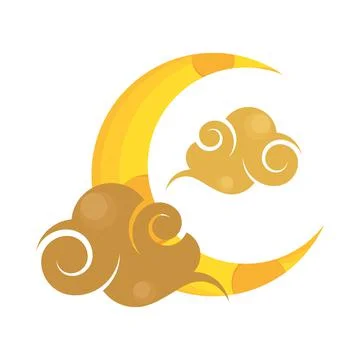 Asian clouds and moon Ilustração Stock