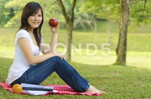 Asian college girl Stock Photos
