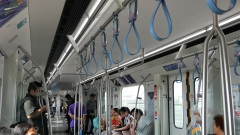 Asian commuters in City Train 스톡 동영상 118659215