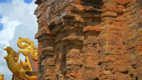 Asian construction and the building of red brick Stock Footage 73566530