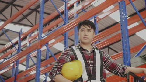 Asian construction workers feel stressed and tired from work hard of industrial  Stock Footage 159534514