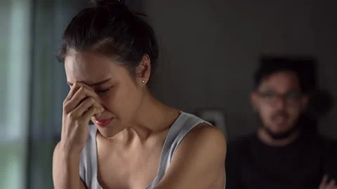 Asian couple arguing at home. Problems in relationship. Stock Footage 196658803