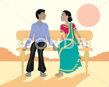 Asian couple Stock Illustration