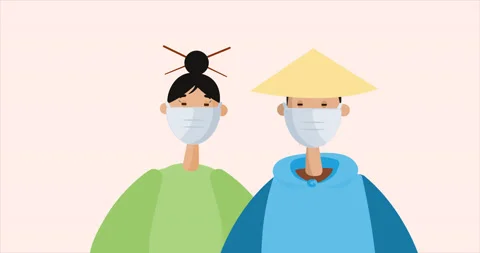 Asian Couple Wearing Protective Face Mask. Safety During Coronavirus Pandemic. Stock Footage 172026565
