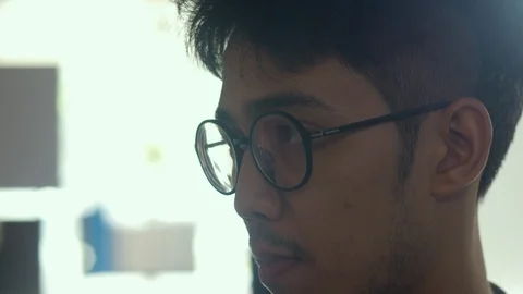 Asian creative man drawing work plan on paper board. Stock Footage 111880133