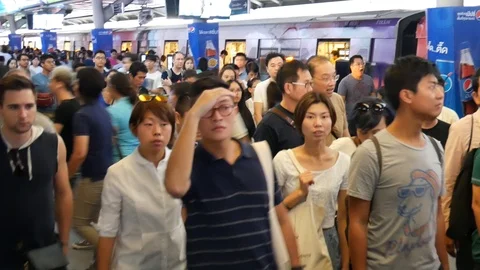 Asian Crowd City Train Stock Footage 104026351