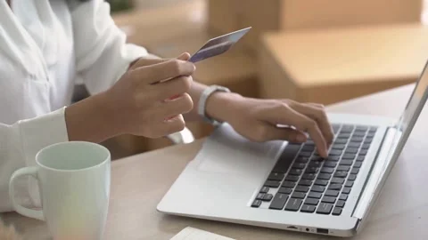 Asian customer shopper making purchase on smart phone e-banking service conce Stock Footage 265930577