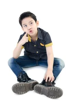 Asian cute boy isolate on white background . Stock Photos