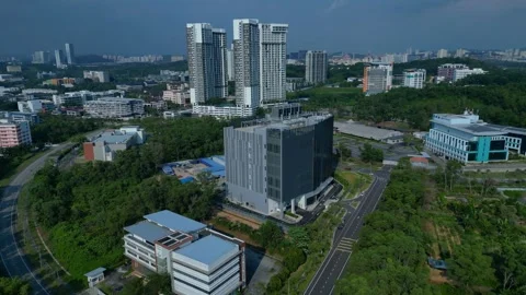 Asian data center building digital infrastructure. Magic aerial view drone Stock Footage 329037749
