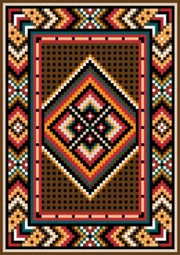 Asian design in the frame for carpet. Stock Illustration