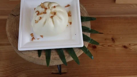 Asian dish Khinkali on the table Stock Footage 287118697
