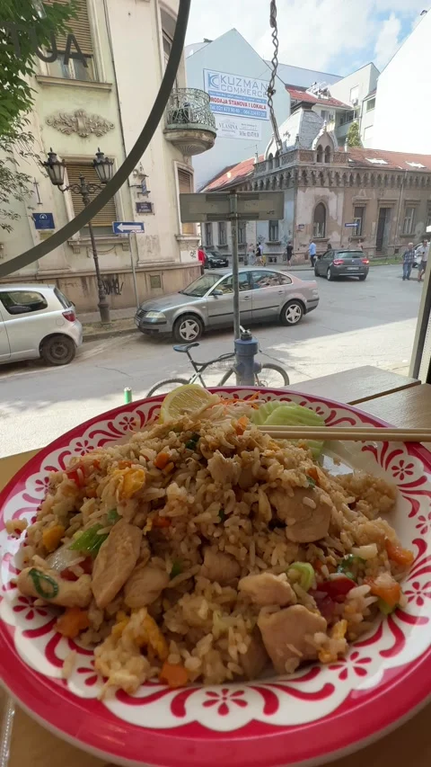 Asian dish on a plate in a cafe Stock Footage 237762596