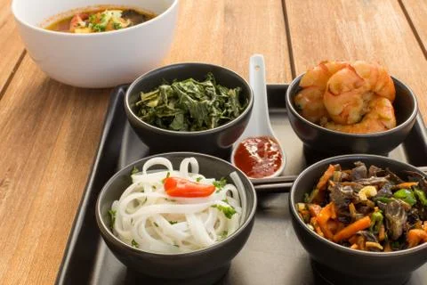 Asian dish with soup Stock Photos