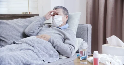 Asian eldely man feel headache Stock Footage 115150890