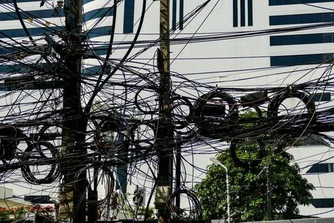 Asian electrical cables caos, Beautiful photo picture taken in thailand Be... Stock Photos