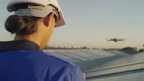 Asian engineer service and checking solar cell by drone inspector Stock Footage 171022226