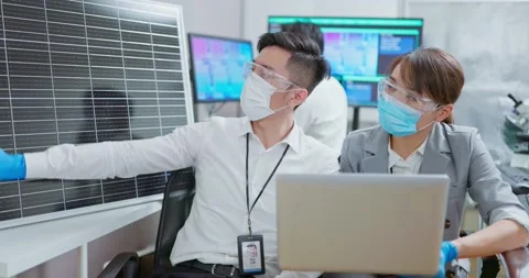Asian engineer with solar panel Stock Footage 166624794