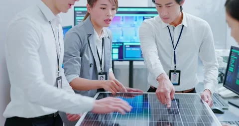 Asian engineer with solar panel Stock Footage 166834027