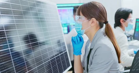 Asian engineer with solar panel Stock Footage 166835028