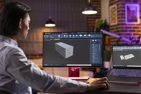 Asian entrepreneur working on coding project at night Stock Photos