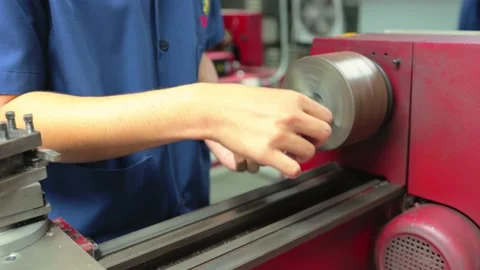 Asian factory worker using file to smooth up the metal part in factory. Stock-Footage 158666190