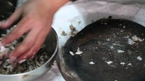 Asian farmers working in the kitchen, making traditional dishes Stock Footage 46457955
