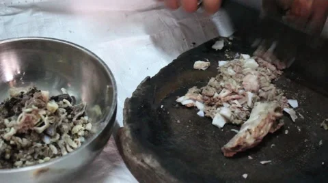 Asian farmers working in the kitchen, making traditional dishes Stock Footage 46459374