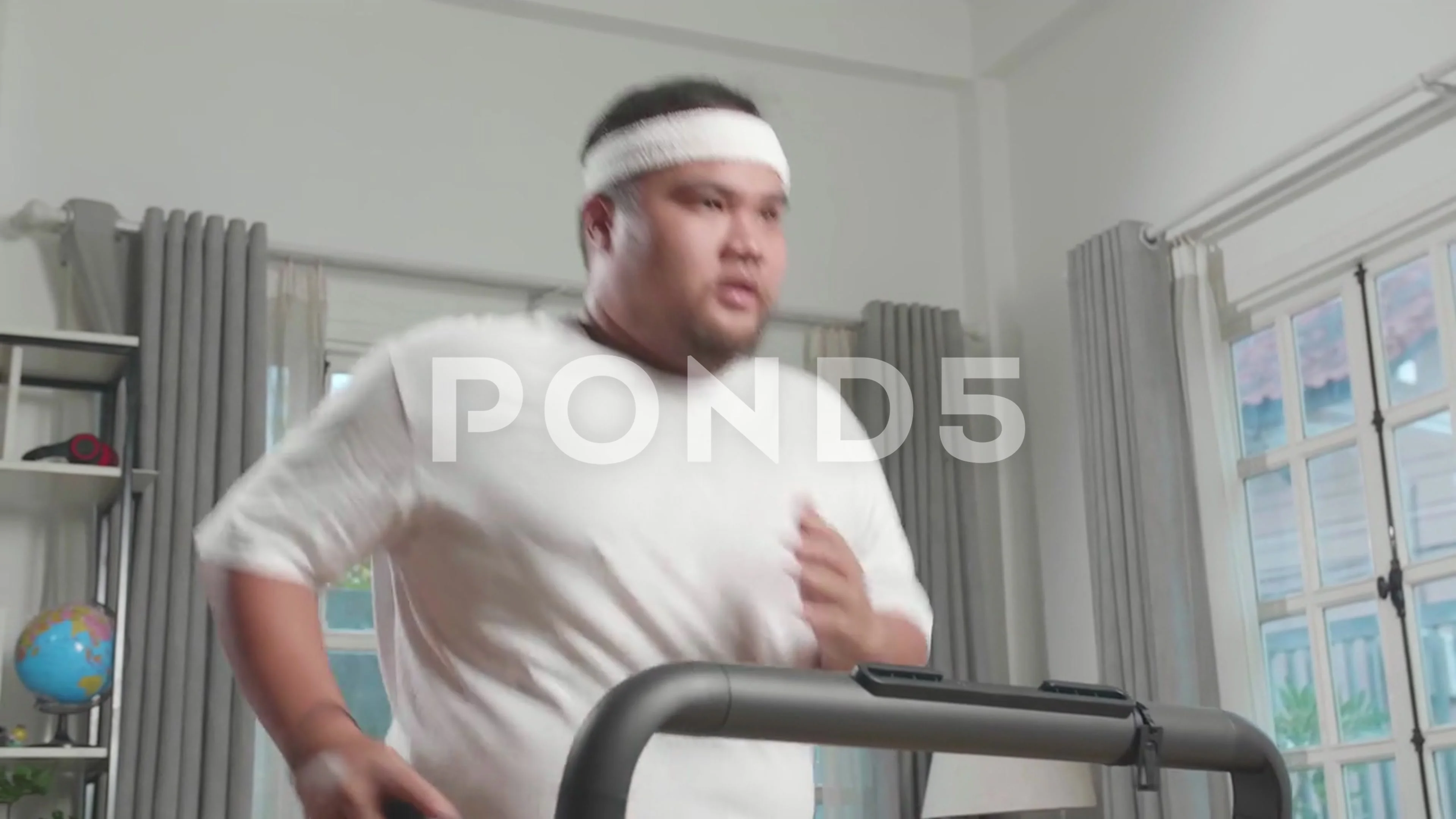 fat person running on treadmill